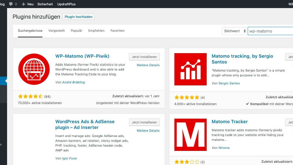 wp-matomo-plugin-hinzufuegen