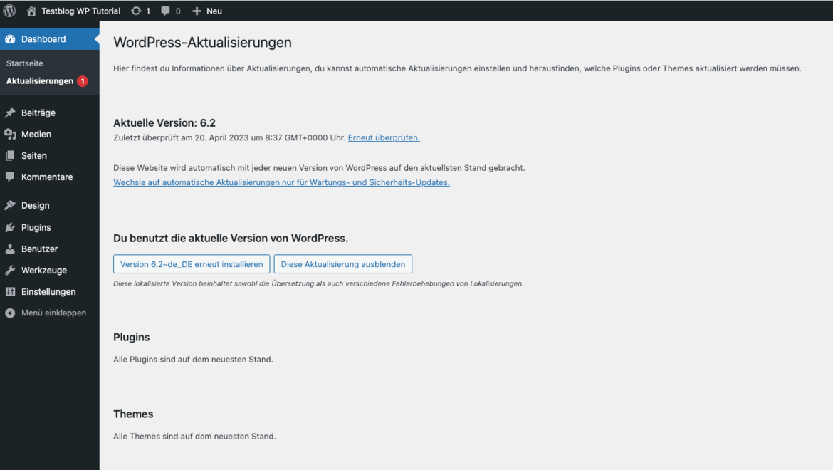 WordPress-Aktualisierungen