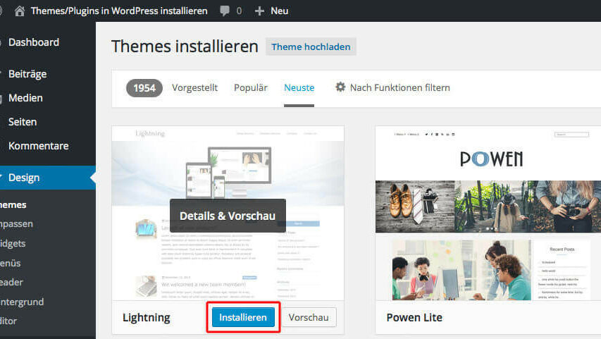 theme-lightning-installieren