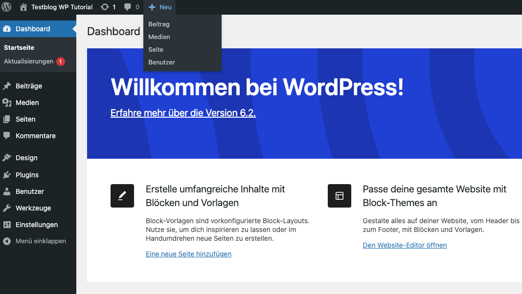 WordPress-Werkzeugleiste